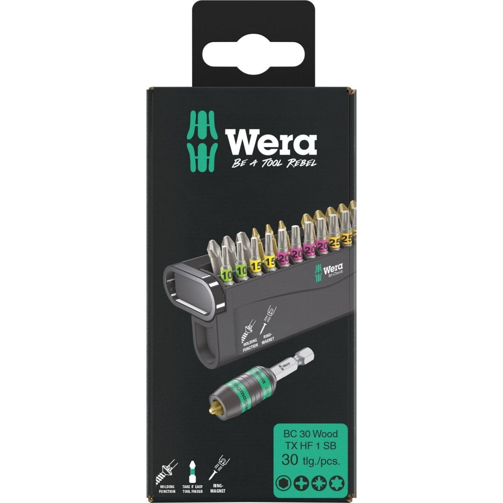 Wera Bit-Check 30 Wood Torx Hf 1 SB, 30-Pieces