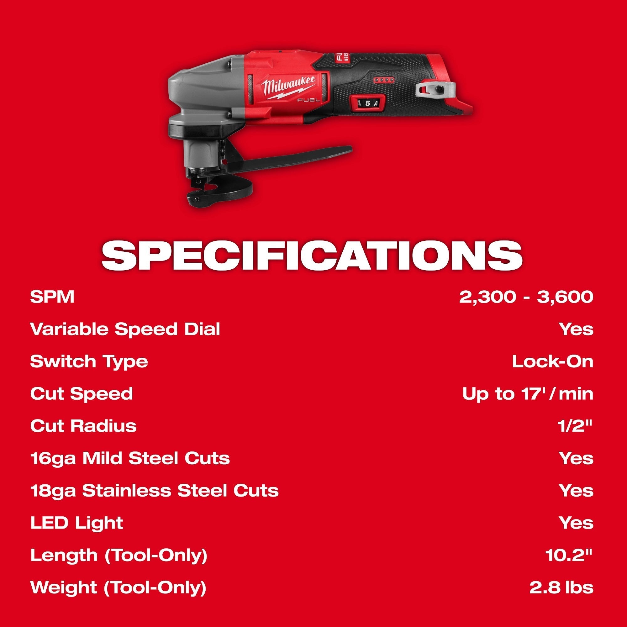 Milwaukee M12 FUEL 16-Gauge Scroll Shear, Tool Only (2487-20)