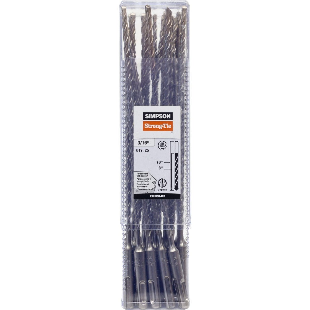 Simpson Strong-Tie MDPL01810-R25 3/16-in. x 10-in. SDS-plus Shank Drill Bit, 25-Pack