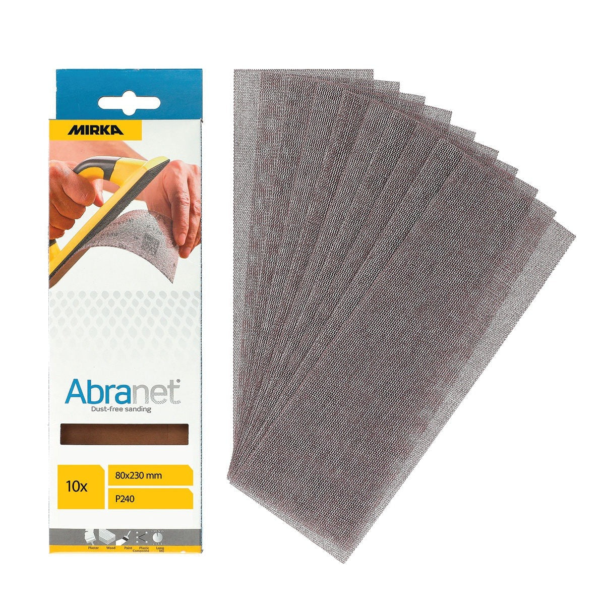 Mirka Abranet 3 in. x 9 in. P80 Grip Net Sanding Strips for Dust-Free Sanding, 50-Pack (9A-175-080)