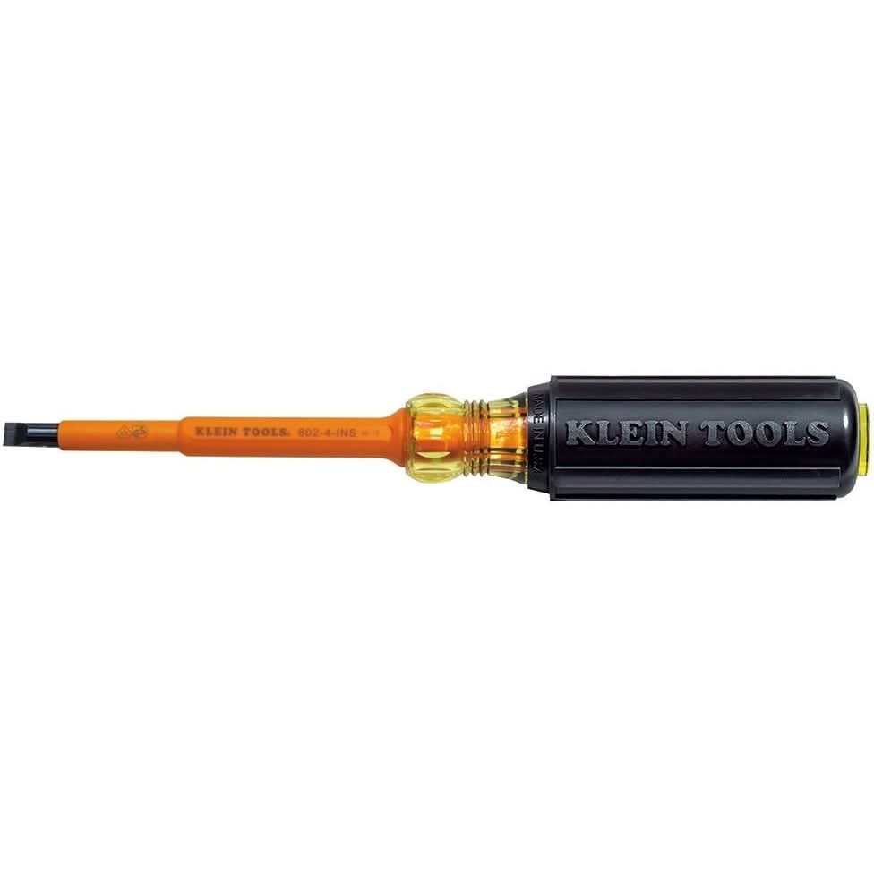 Klein 602-4-INS Insulated 1/4" Cabinet-Tip 4" Round-Shank Screwdriver