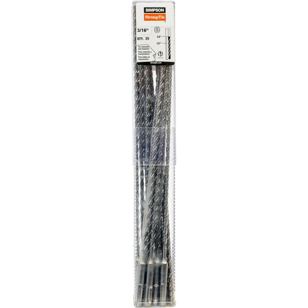 Simpson Strong-Tie MDPL01814-R25 3/16-in. x 14-in. SDS-plus Shank Drill Bit, 25-Pack