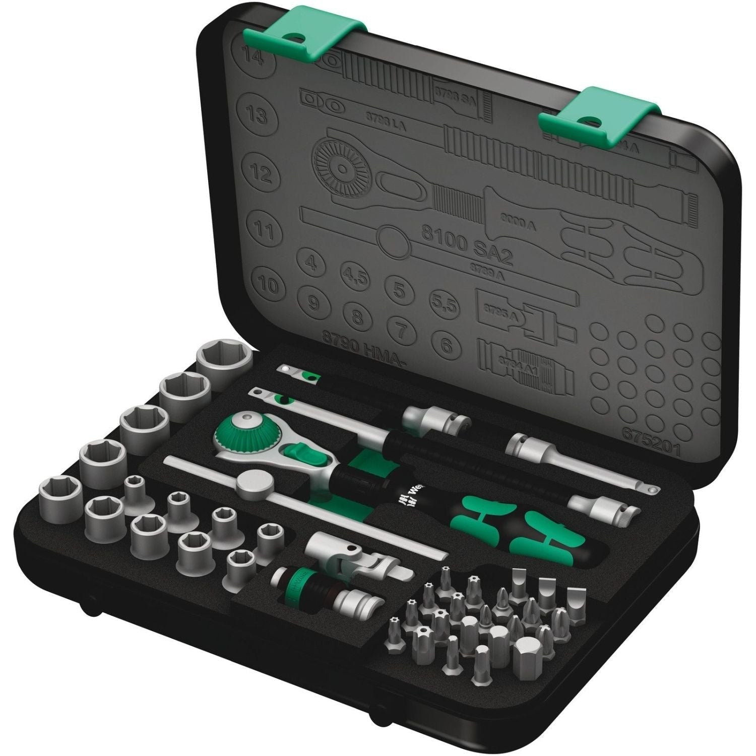Wera 8100 Sa 2 Zyklop Speed Ratchet Set, 1/4-in. Drive, Metric, 42-Pieces