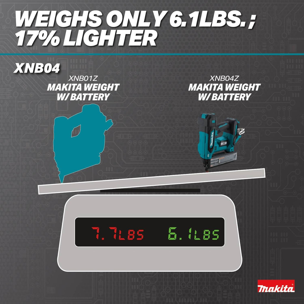 Makita XNB04Z 18V LXT Brushless Cordless 2-in. 18-Gauge Brad Nailer w/ (2) 4.0Ah Battery Starter Kit