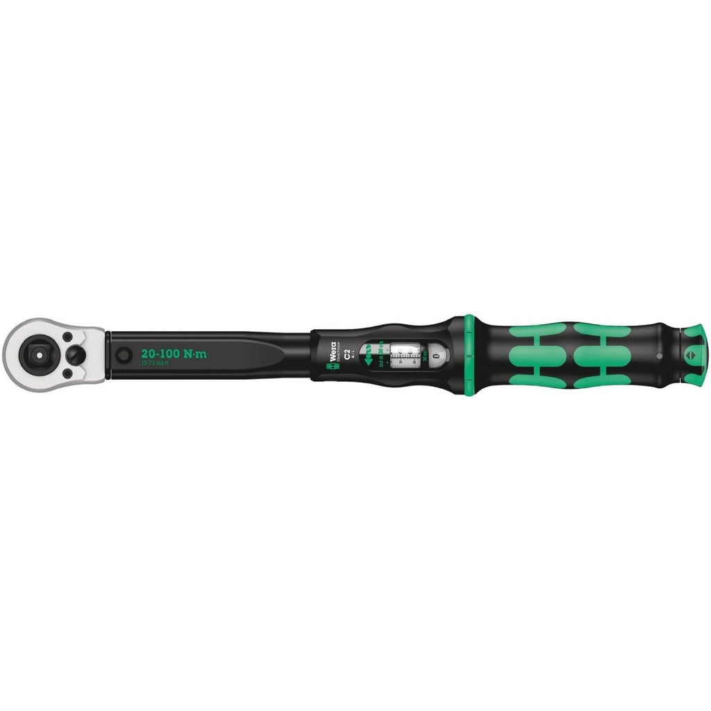 Wera Click-Torque C 2 Push R/L Adjustable Torque Wrench For Clockwise And Anti-Clockwise Torque-Control, 20-100 Nm, 1/2-in.x20-100 Nm