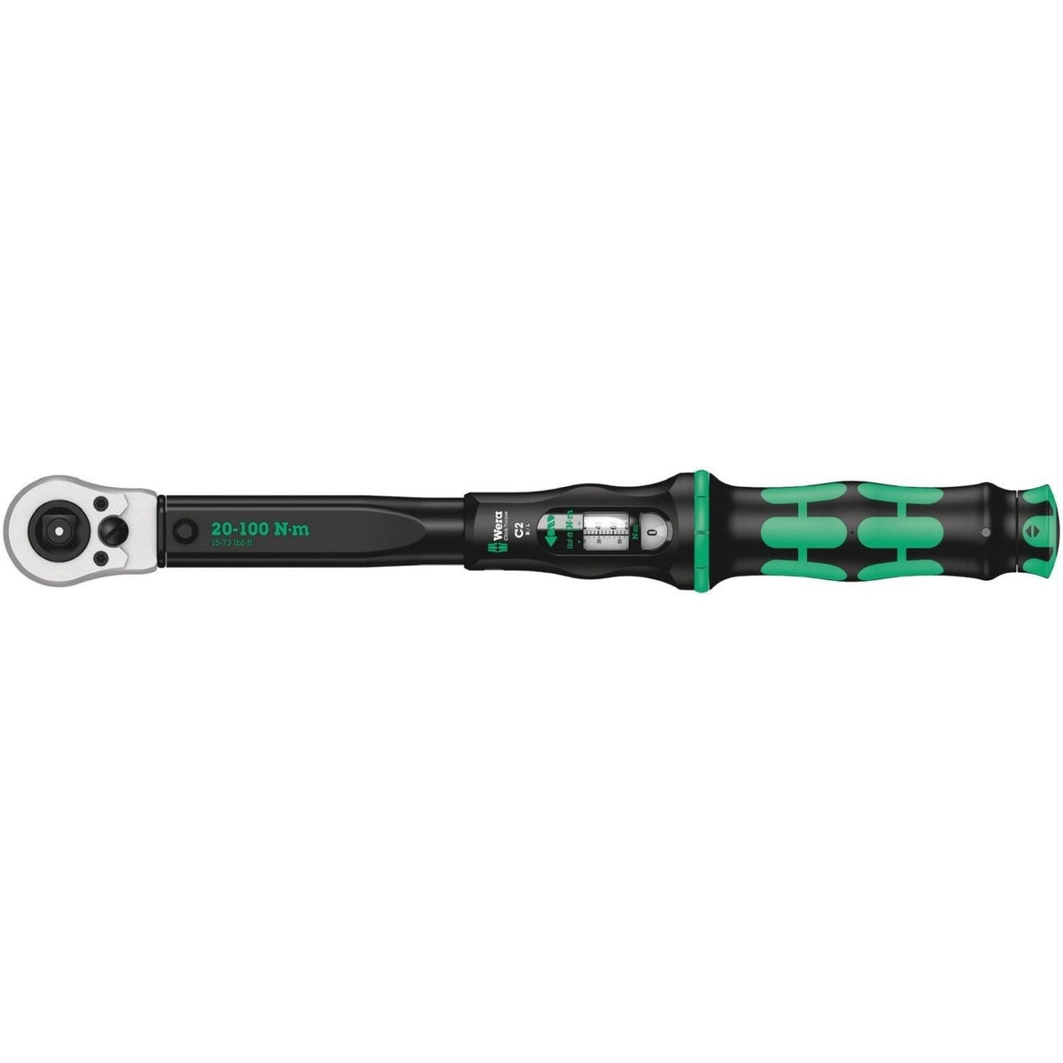 Wera Click-Torque C 2 Push R/L Adjustable Torque Wrench For Clockwise And Anti-Clockwise Torque-Control, 20-100 Nm, 1/2-in.x20-100 Nm