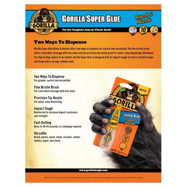 Gorilla Glue Brush & Nozzle Super Glue, 10g (7500102)
