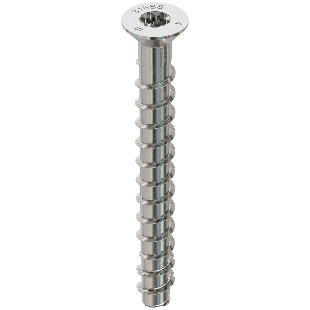 Simpson Strong-Tie Titen HD 3/8-in. x 4-in. Type 316 SS Countersunk Head Heavy-Duty Screw Anchor, 25-Pack (THD37400CS6SS)
