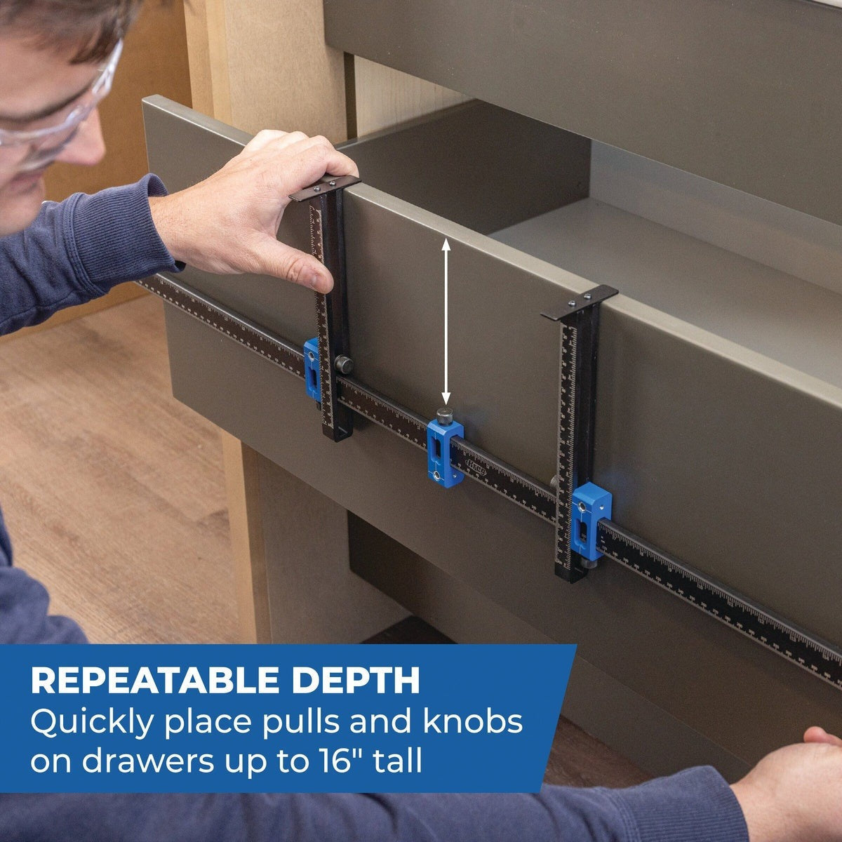 Kreg Tool Cabinet Hardware Jig Pro XL Adjustable Installation Jig for Knobs and Pulls (KHI-PULLPROXL)