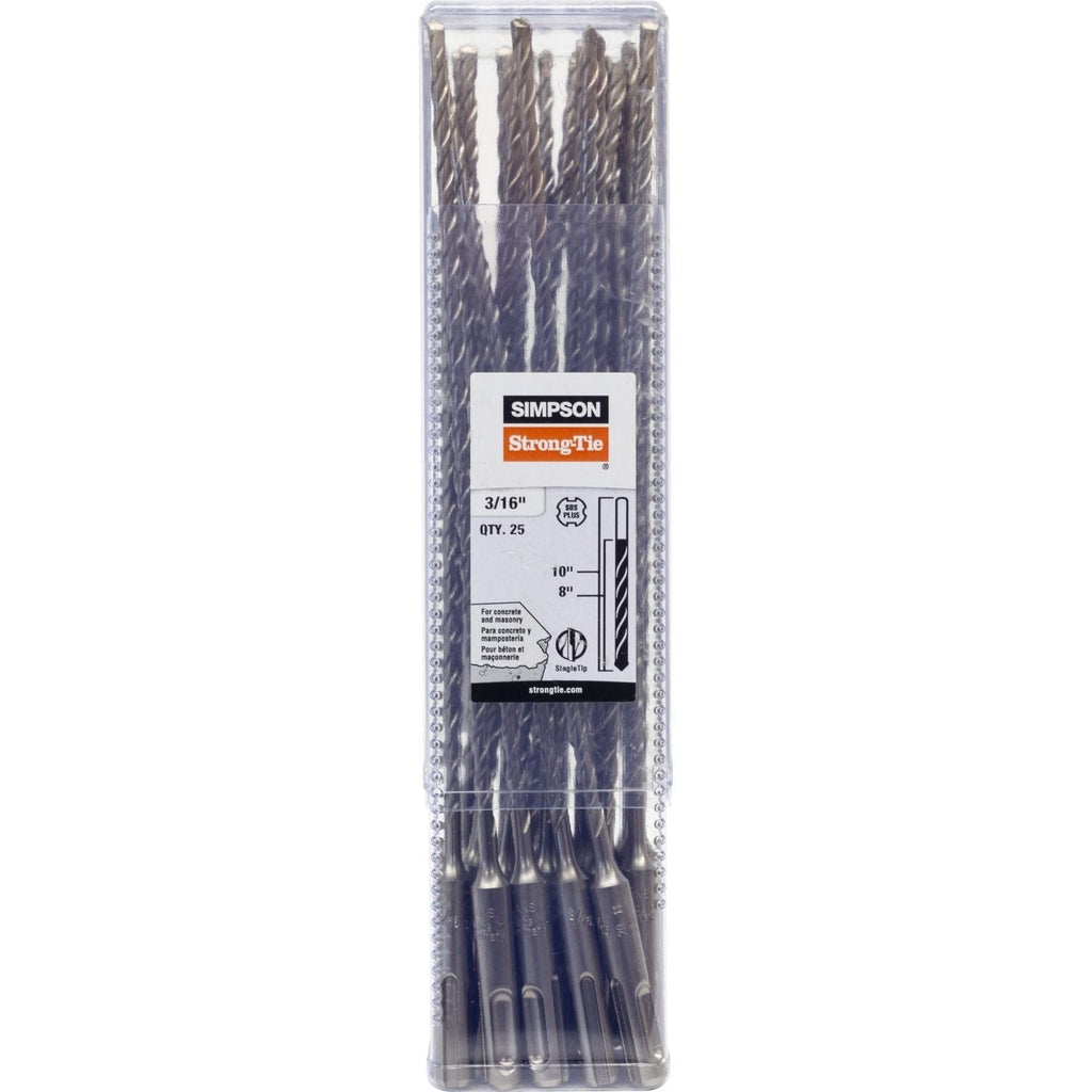 Simpson Strong-Tie MDPL01810-R25 3/16-in. x 10-in. SDS-plus Shank Drill Bit, 25-Pack