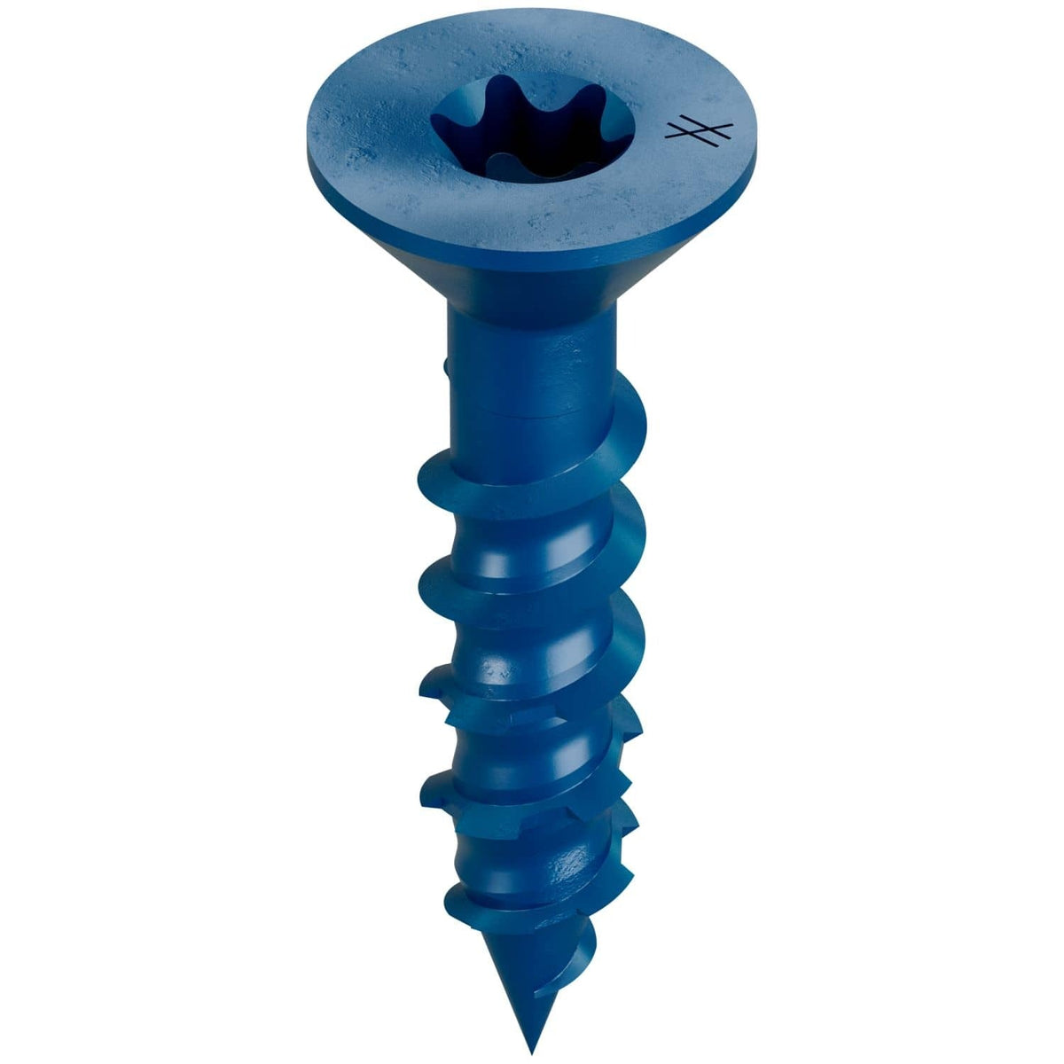 Simpson Strong-Tie TNT25114TF Titen Turbo, 1/4-in. x 1-1/4-in. 6-Lobe Flat-Head Concrete and Masonry Screw, Blue, 100-Pack