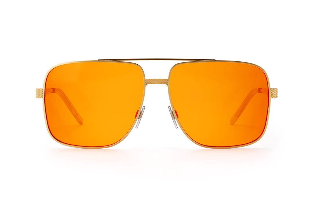 Heat Wave Nimitz Polished Gold Frame Amber Lens Sunglasses