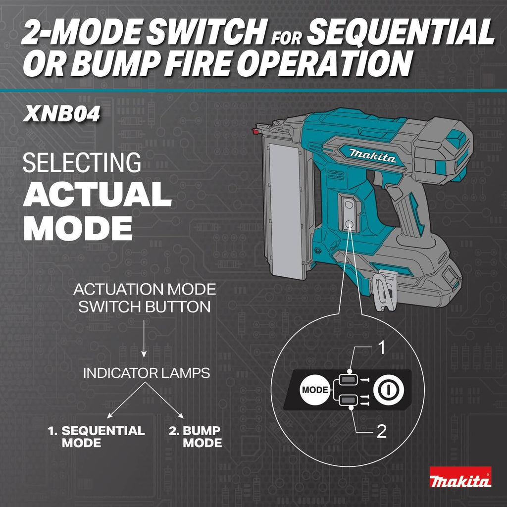 Makita XNB04Z 18V LXT Brushless Cordless 2-in. 18-Gauge Brad Nailer w/ (2) 4.0Ah Battery Starter Kit