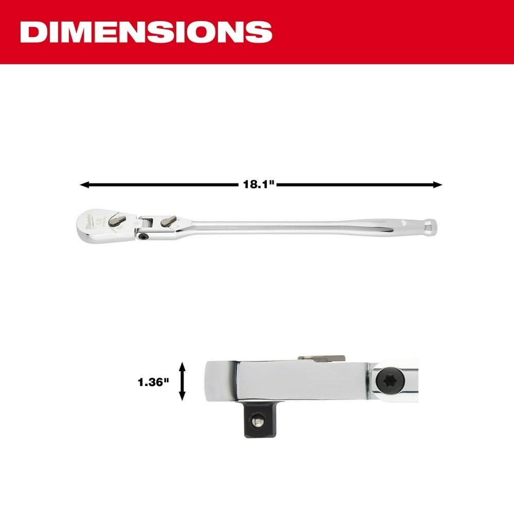 Milwaukee 48-22-9052 1/2" Drive 18" Flex Head Ratchet