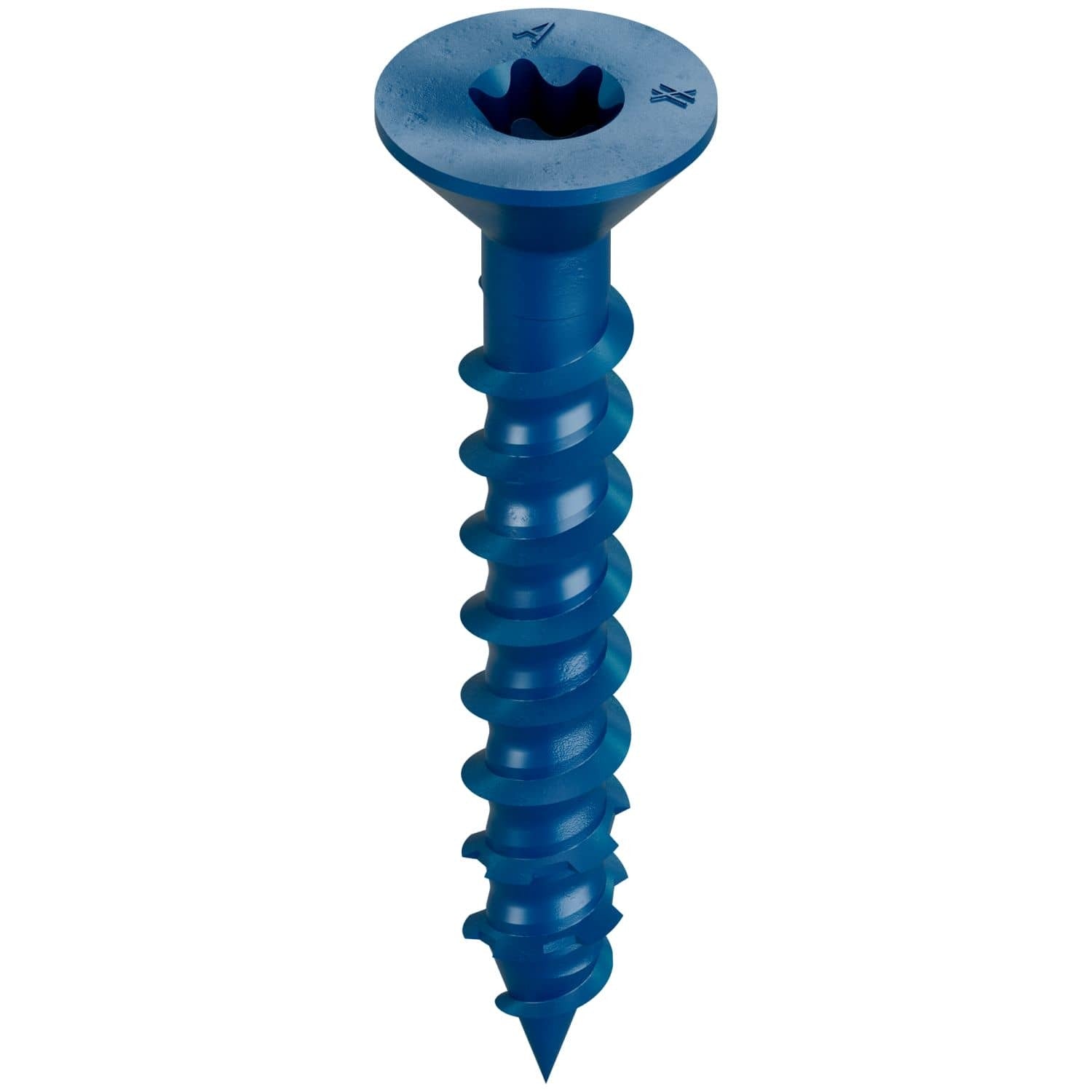 Simpson Strong-Tie TNT25134TFC75 Titen Turbo, 1/4-in. x 1-3/4-in. 6-Lobe Flat-Head Concrete and Masonry Screw, Blue, 75-Pack