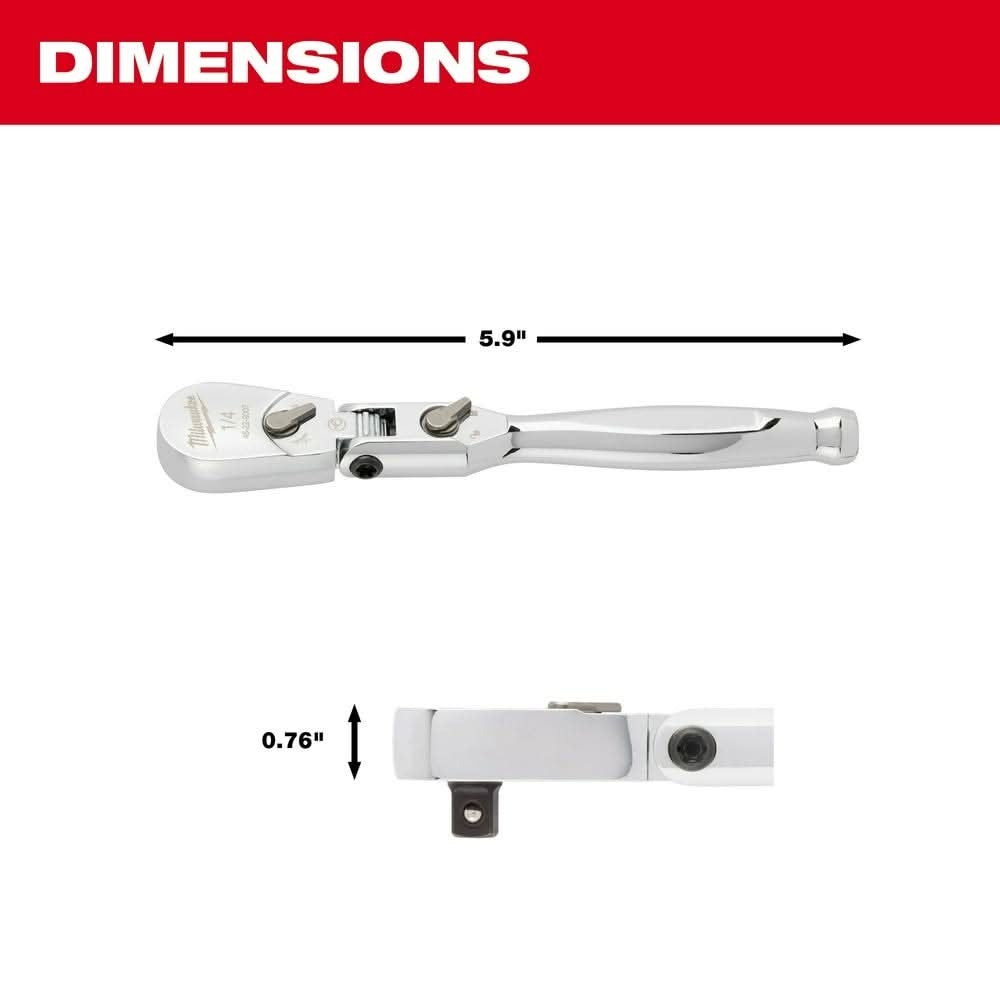 Milwaukee 48-22-9007 1/4" Drive 6" Flex Head Ratchet