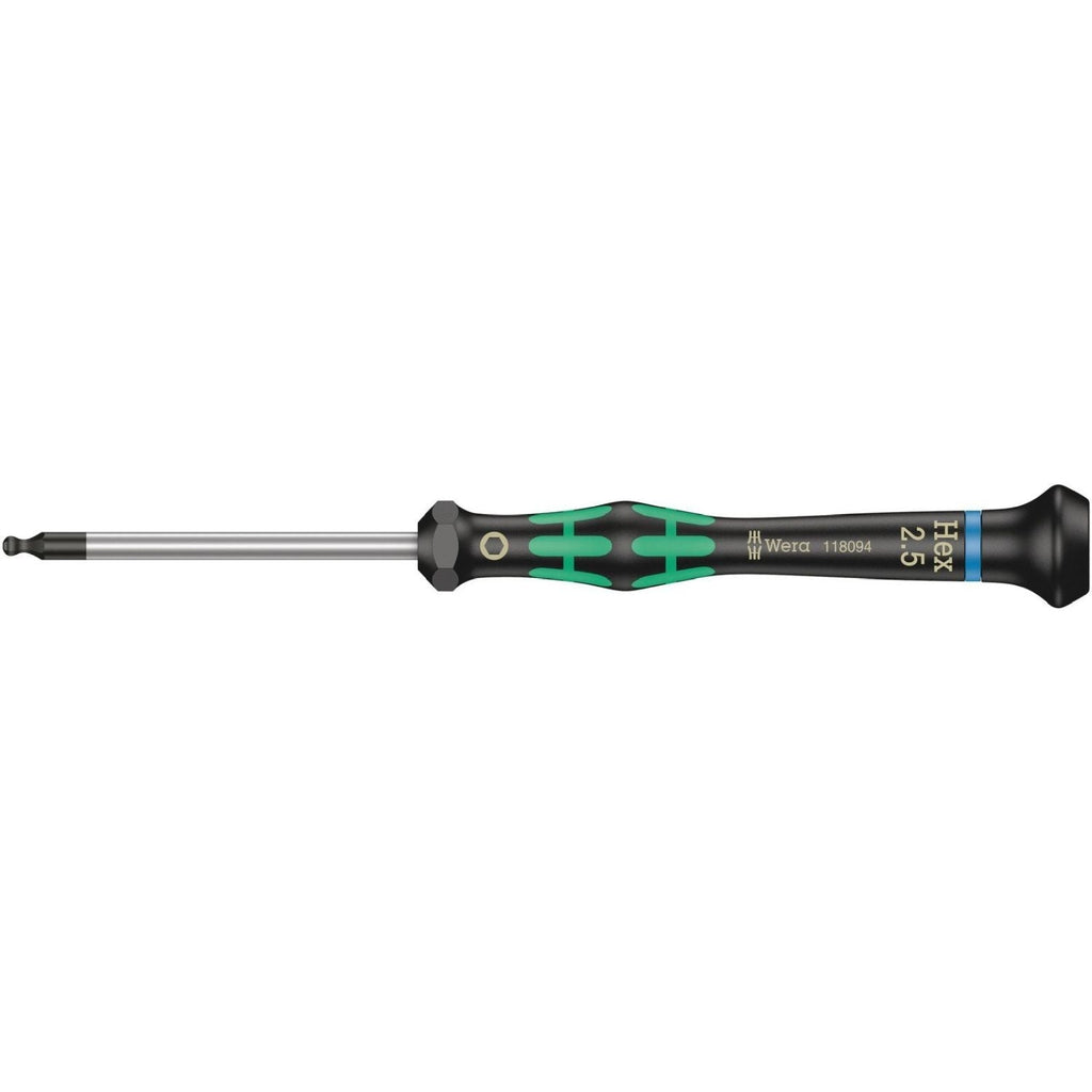 Wera 2052 Ball End Hexagon Screwdriver For Electronic Applications, 2.5x60-mm.
