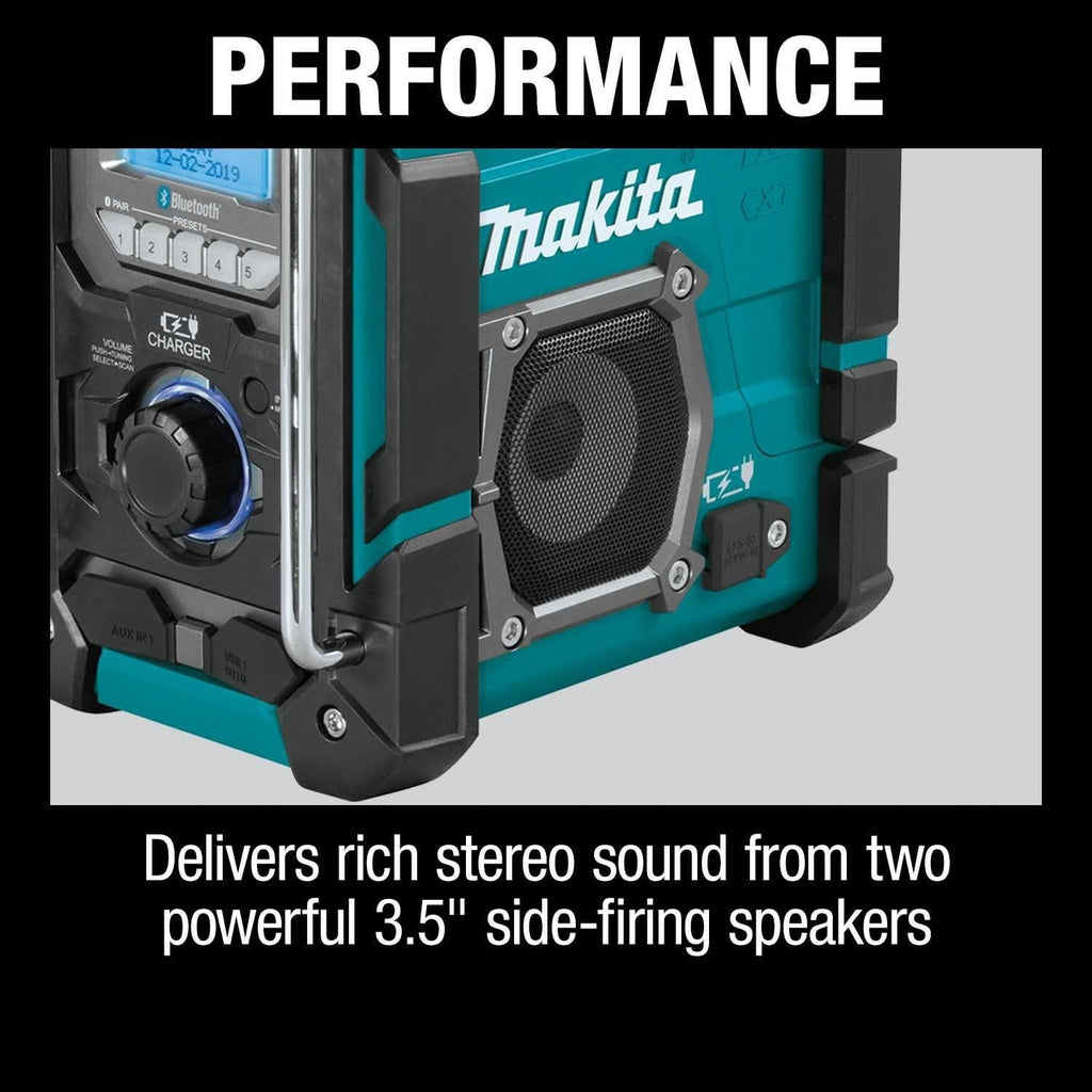Makita XRM10 18V LXT / 12V max CXT Lithium Ion Cordless/Corded Bluetooth Job Site Charger / Radio, Tool Only