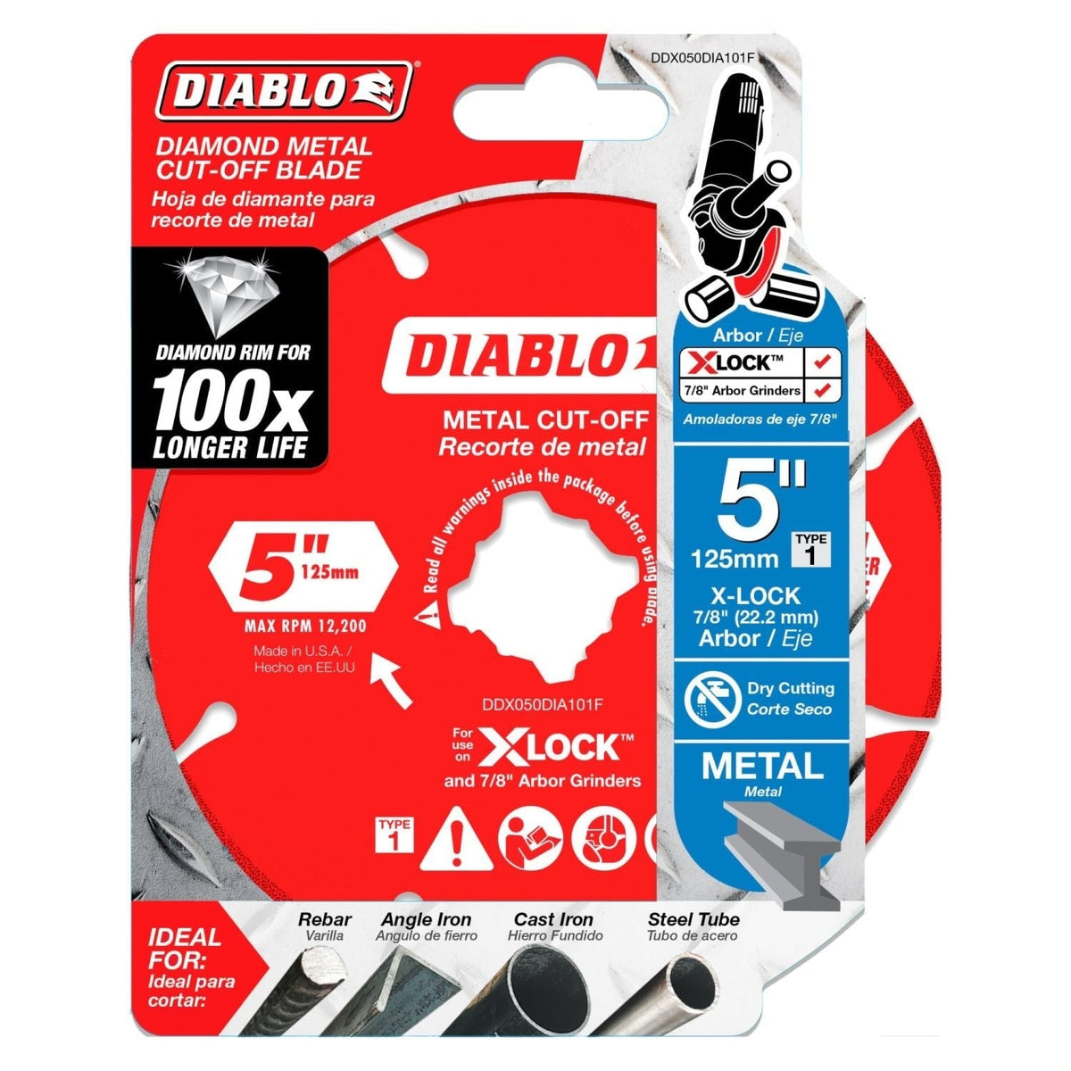 Diablo DDX050DIA101F 5 Inch Diamond Rimmed Disc for Metal Cutting with X-Lock and All Grinders