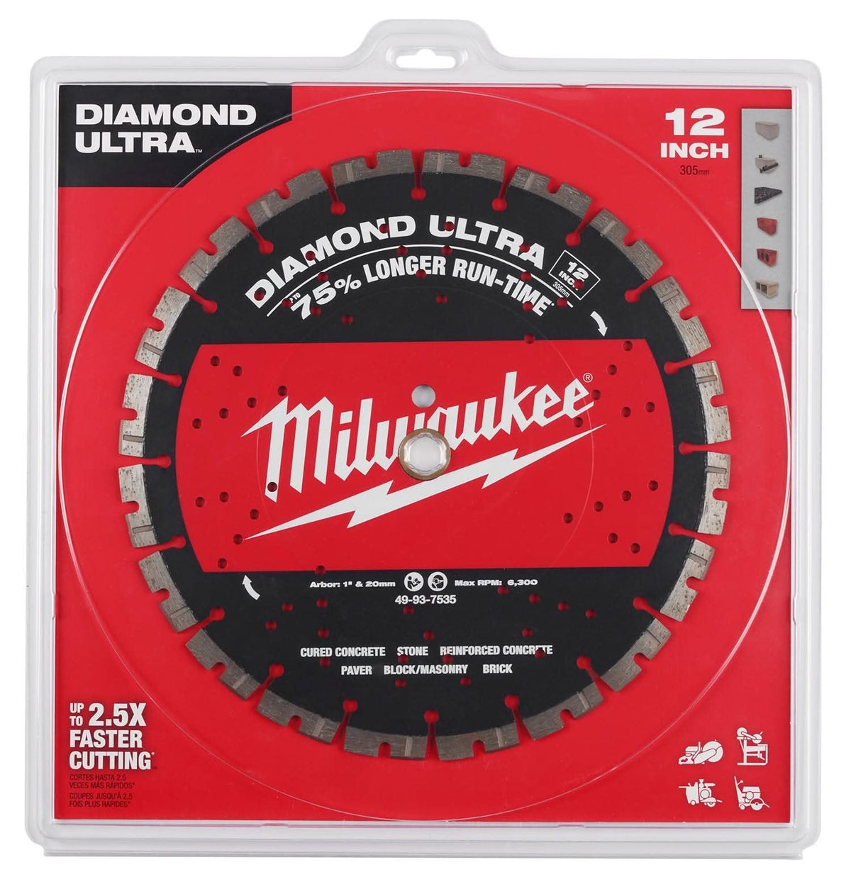 Milwaukee 49-93-7535 12" DIAMOND ULTRA Segmented Turbo, General Purpose Diamond Blade