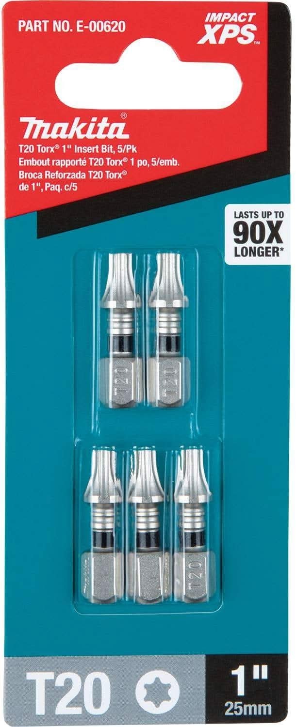Makita E-00620 Impact XPS T20 Torx 1" Insert Bit, 5/pk