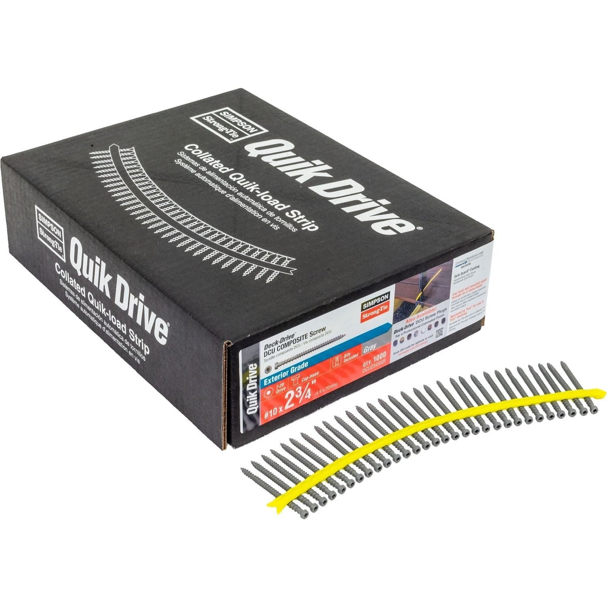 Simpson Strong-Tie DCU234SGR Deck-Drive DCU COMPOSITE Screw (Collated), #10 x 2-3/4-in. Quik Guard Gray, 1000-Pack
