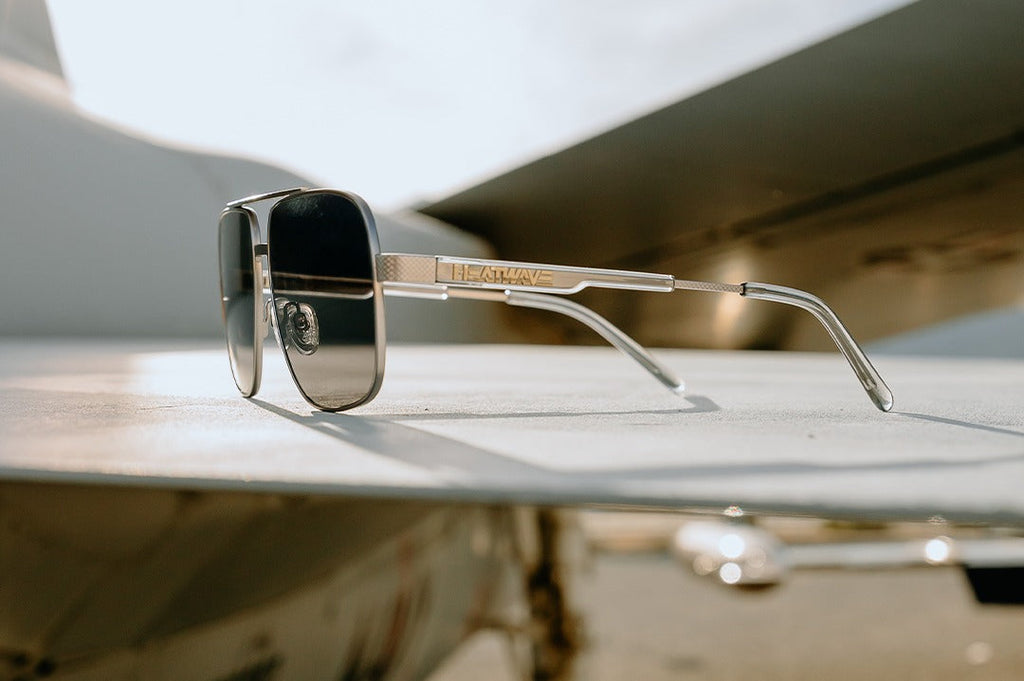 Heat Wave Nimitz Gun Metal Frame BLACK Lens Sunglasses