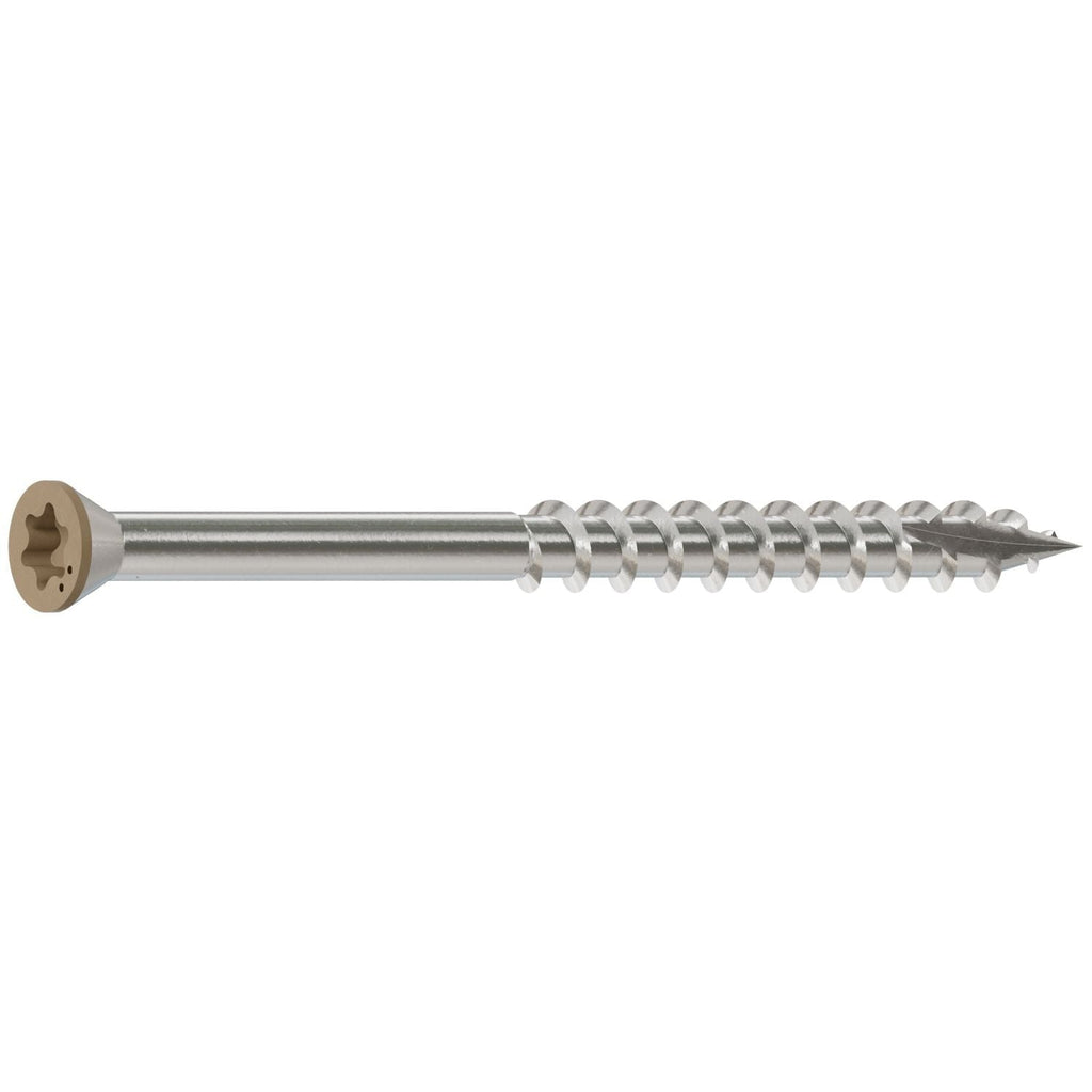 Simpson Strong-Tie S07225FTBTN Trim-Head Screw, 6-Lobe Drive, #7 x 2-1/4-in. T15 Type 305, Tan, 1750-Pack