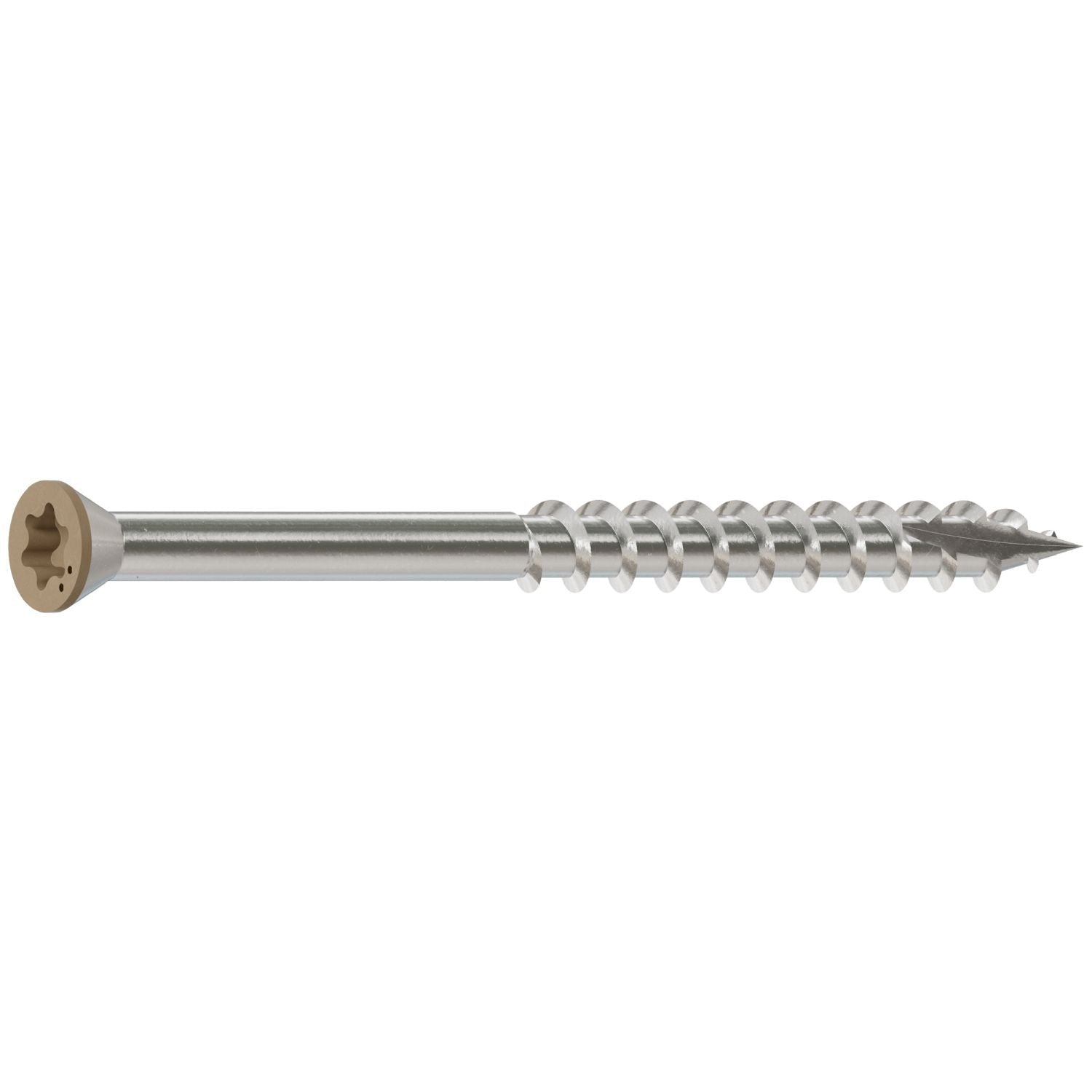 Simpson Strong-Tie S07225FTBTN Trim-Head Screw, 6-Lobe Drive, #7 x 2-1/4-in. T15 Type 305, Tan, 1750-Pack