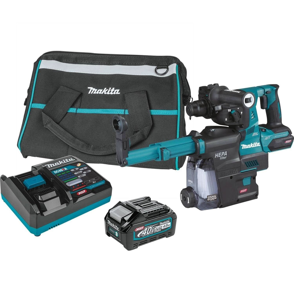 Makita GRH01M1W 40V max XGT Brushless Cordless 1-1/8" SDS-PLUS AVT Rotary Hammer Kit w/ Dust Extractor, AFT, AWS Capable (4.0Ah)