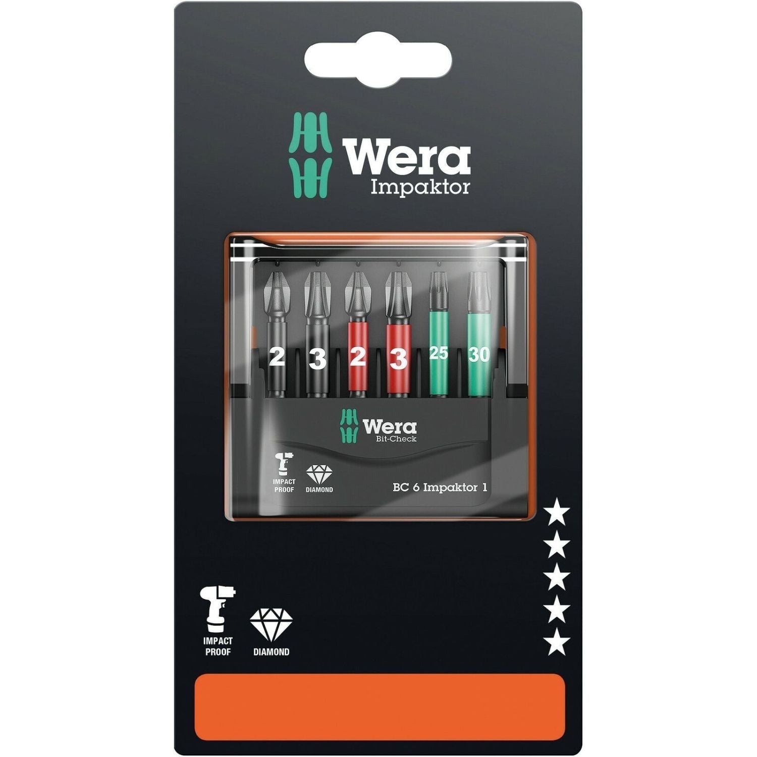 Wera Bit-Check 6 Impaktor 1 SB, 6-Pieces