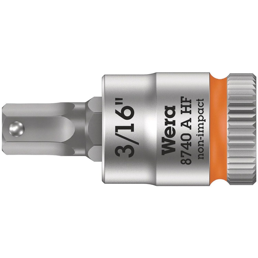 Wera 8740 A Hf Zyklop Bit Socket With Holding Function, 1/4-in. Drive, 3/16-in.x28-mm.