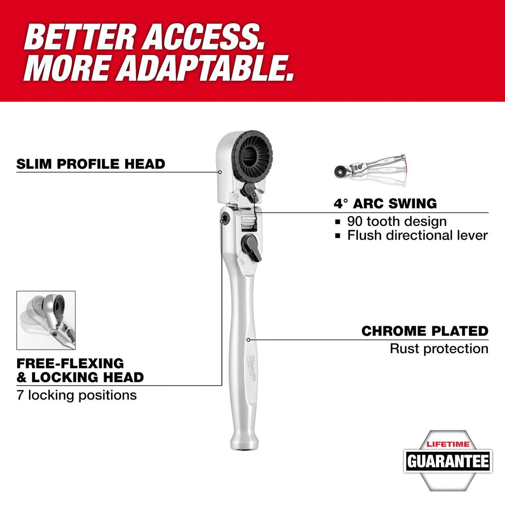 Milwaukee 1/4-in. Hex Drive Mini Flex Head Bit Ratchet (48-22-2951)