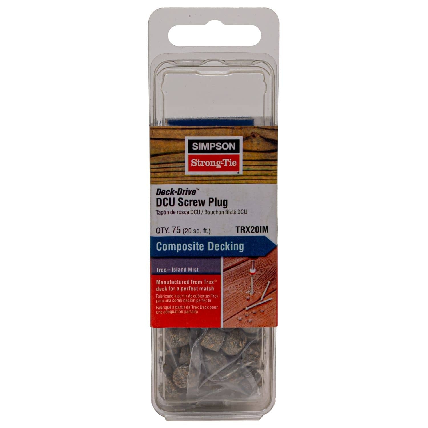 Simpson Strong-Tie TRX20IM Deck-Drive DCU Screw Plug, Trex Island Mist, 75-Pack