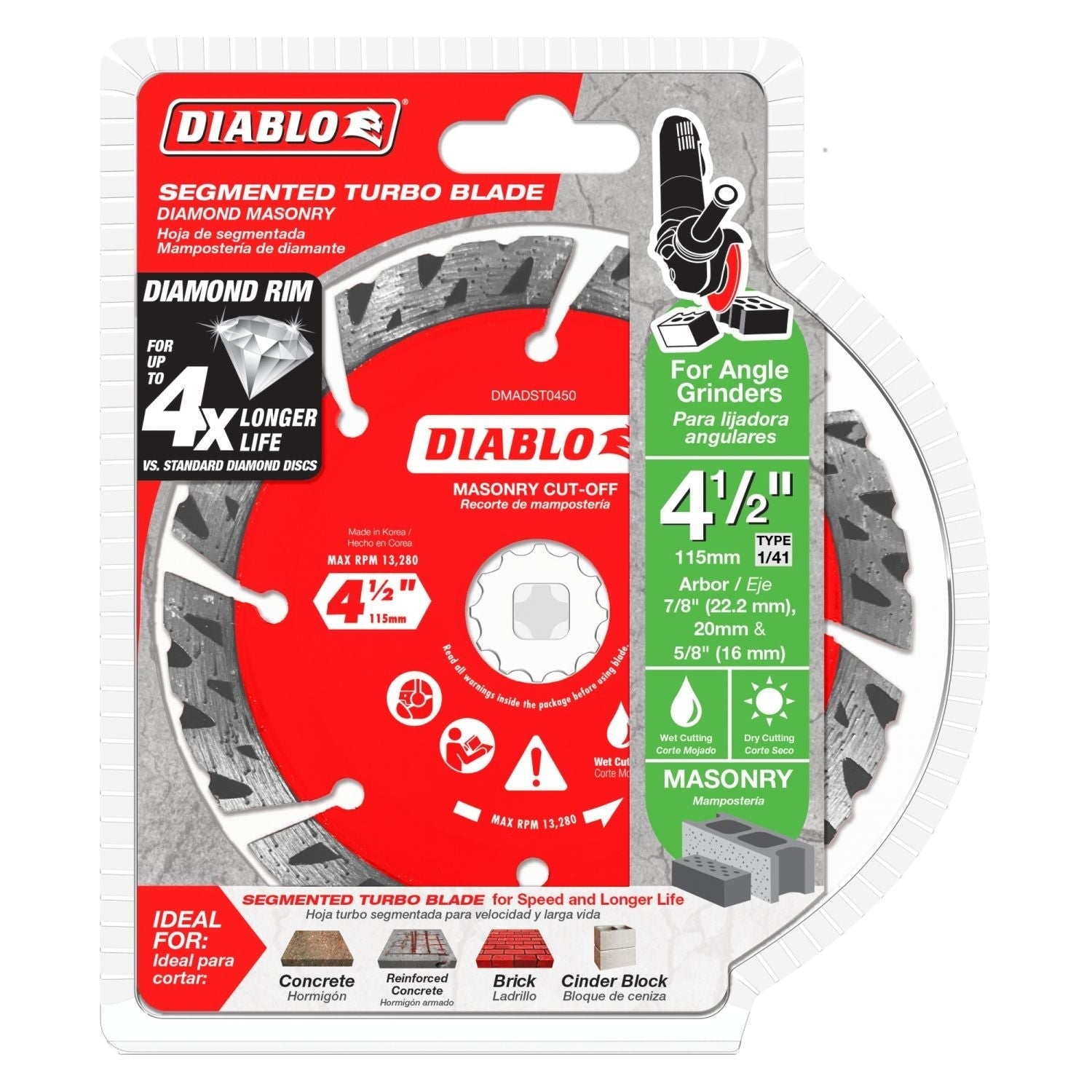 Diablo DMADST0450 4-1/2 Inch Diamond Segmented Turbo Cut-Off Discs for Masonry