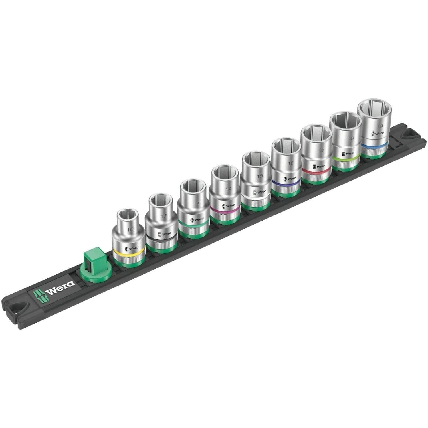 Wera Magnetic Socket Rail C 4 Zyklop Socket Set, 1/2-in. Drive, 9-Pieces
