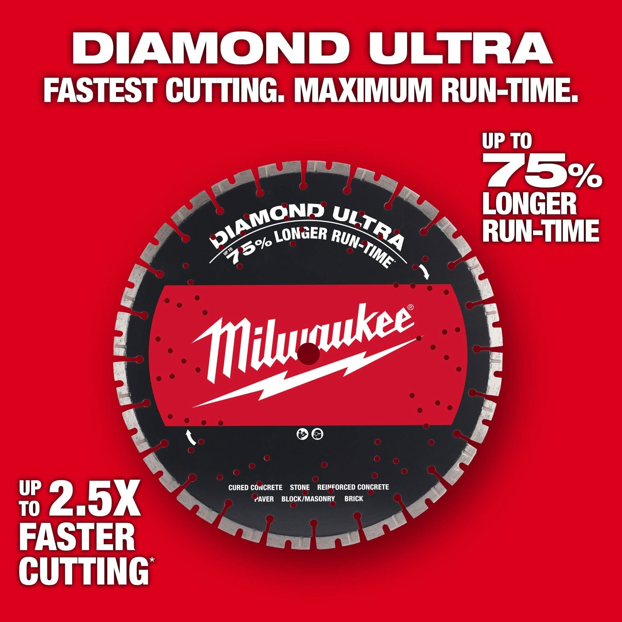Milwaukee 49-93-7535 12" DIAMOND ULTRA Segmented Turbo, General Purpose Diamond Blade