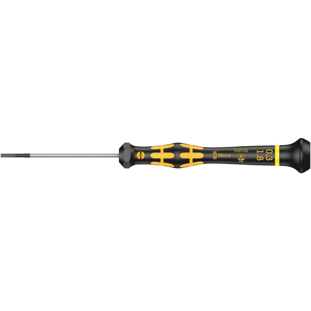Wera 1578 A Esd Kraftform Micro Screwdriver For Slotted Screws, 0.30x1.8x60-mm.