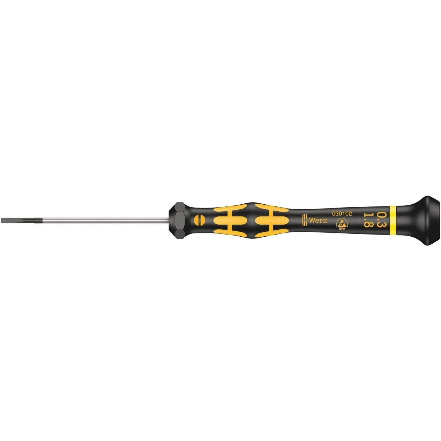 Wera 1578 A Esd Kraftform Micro Screwdriver For Slotted Screws, 0.30x1.8x60-mm.