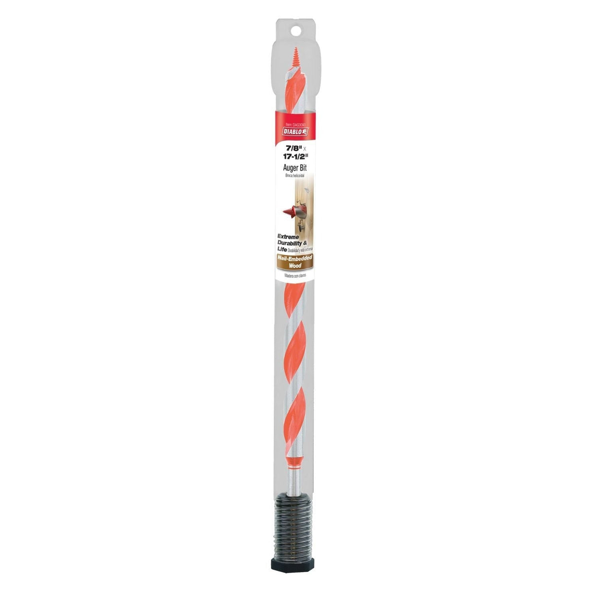 Diablo DAG3090 7/8-in. x 17-1/2-in. Auger Bit for Wood & Nail-Embedded Wood