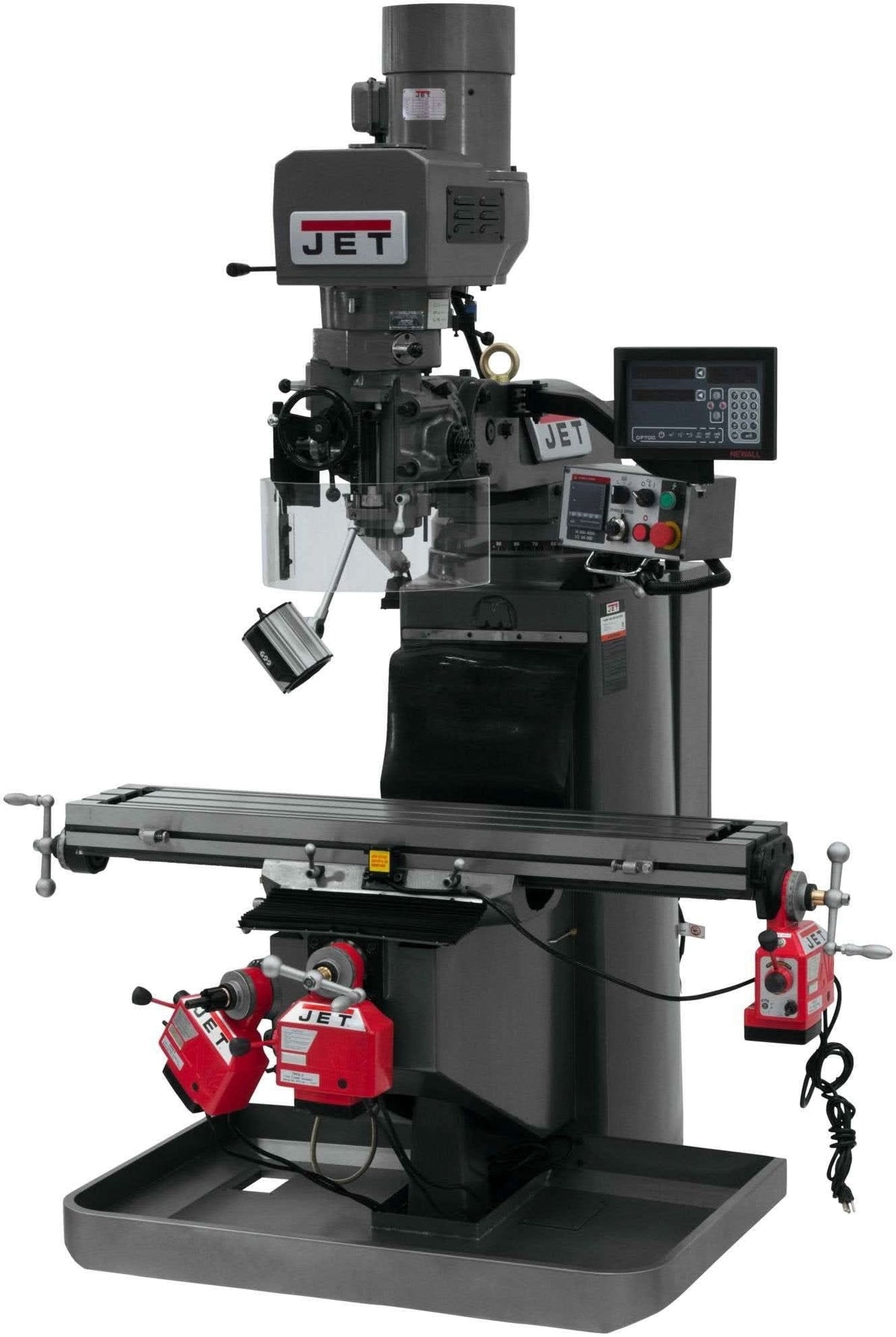 Jet Tools 690549 JTM-949EVS Mill With 3-Axis Newall DP700 DRO (Quill) With X, Y and Z-Axis Powerfeeds