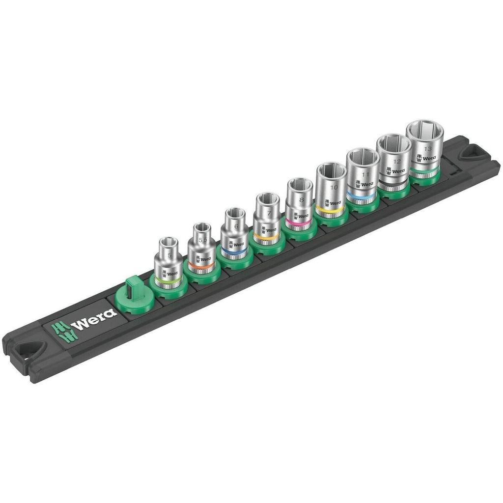 Wera Magnetic Socket Rail A 4 Zyklop Socket Set, 1/4-in. Drive, 9-Pieces