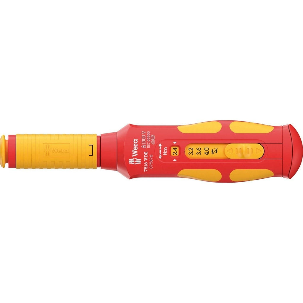Wera 7516 VDE Kraftform Safe-Torque Speed Torque Screwdriver, 2.4-4.0 Nm, 9x2.4 Nmx2.8 Nmx3.2 Nmx3.6 Nmx4.0 Nmx192-mm.