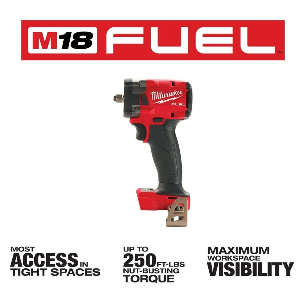Milwaukee 2854-20 M18 FUEL 3/8-Inch Compact Impact Wrench with Friction Ring, Tool Only