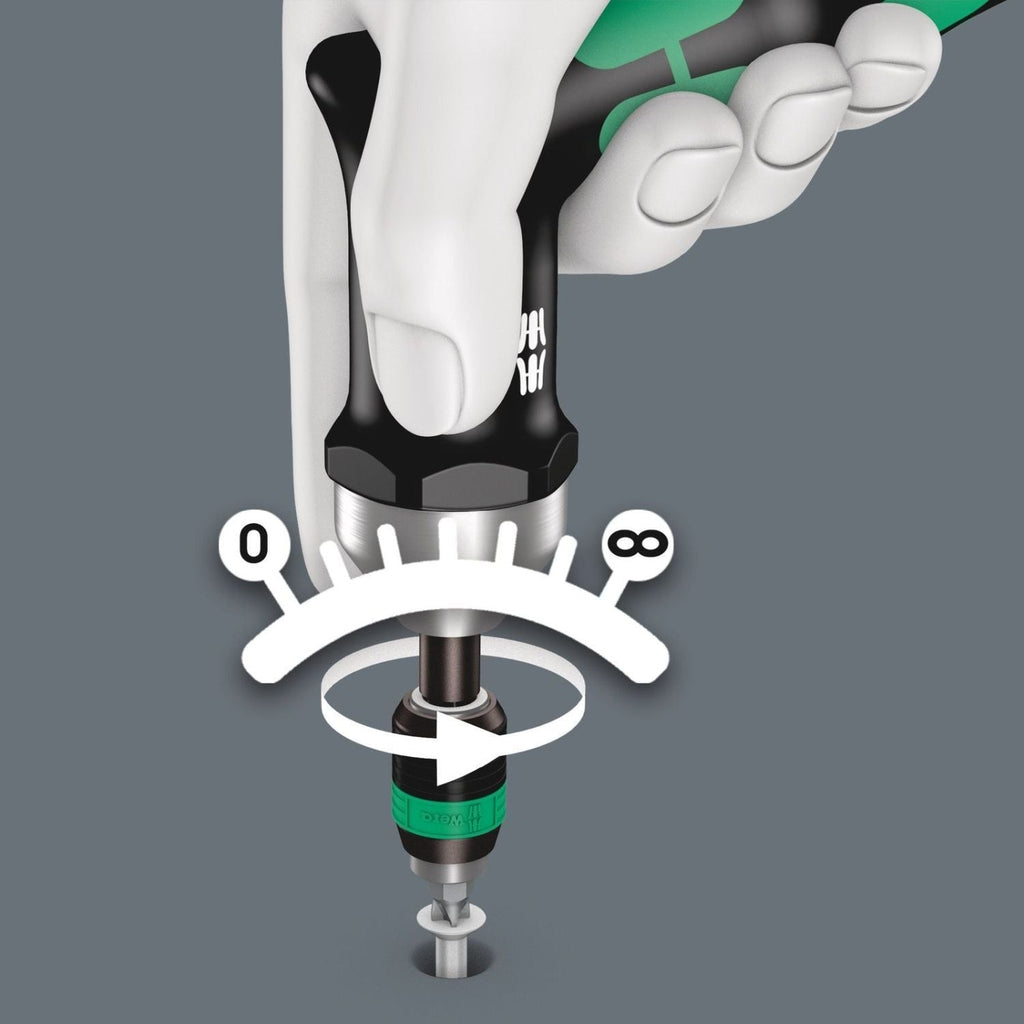 Wera 7400 Series Kraftform Torque Screwdrivers, With Factory Pre-Set Value (3.0-8.8 Nm) And Rapidaptor Quick-Release Chuck, Pistol Handle, 7463x4.0 Nmx4.0-8.8 Nm