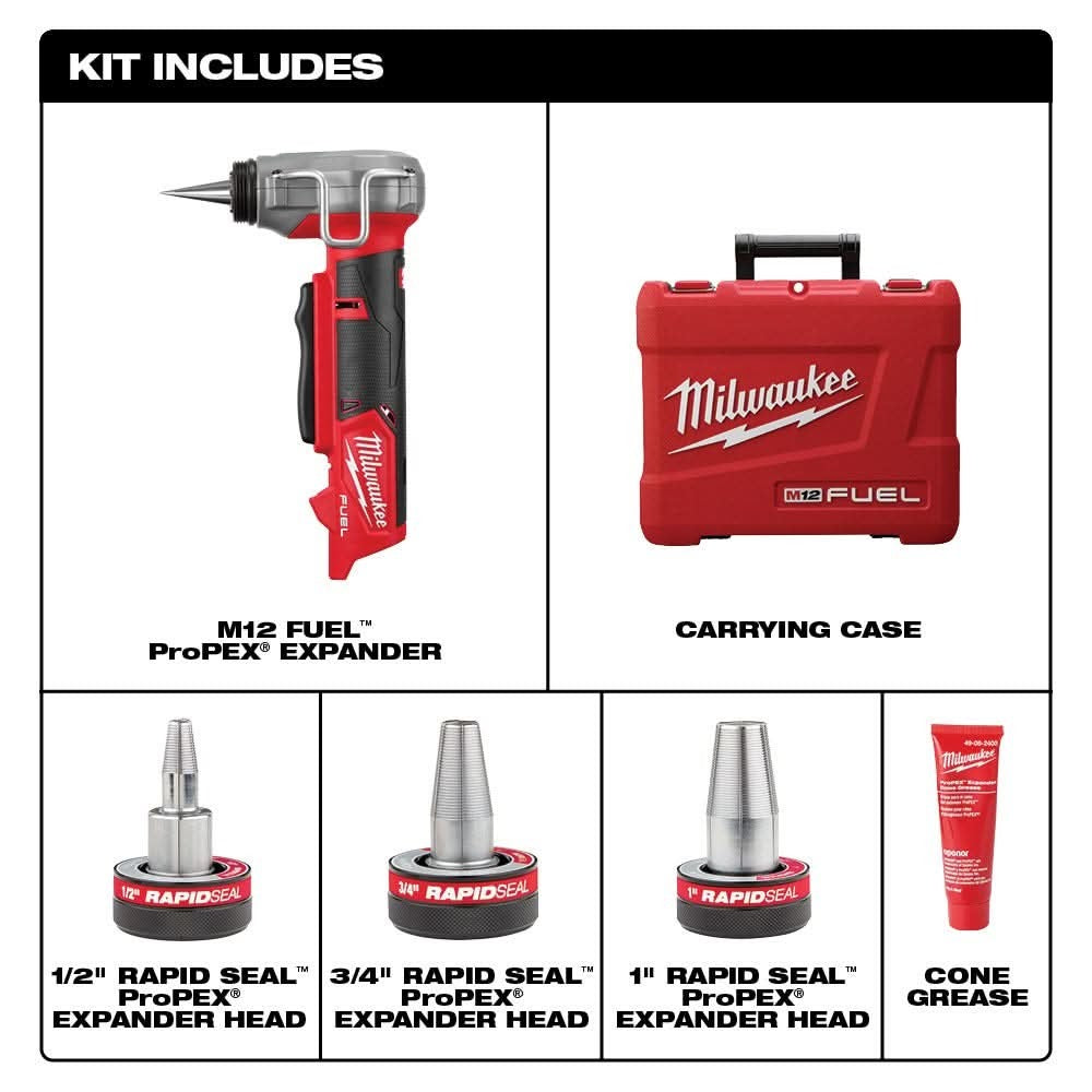 Milwaukee 2532-20 M12 FUEL ProPEX Expander with 1/2-1-Inch RAPID SEAL ProPEX Expander Head, Tool Only