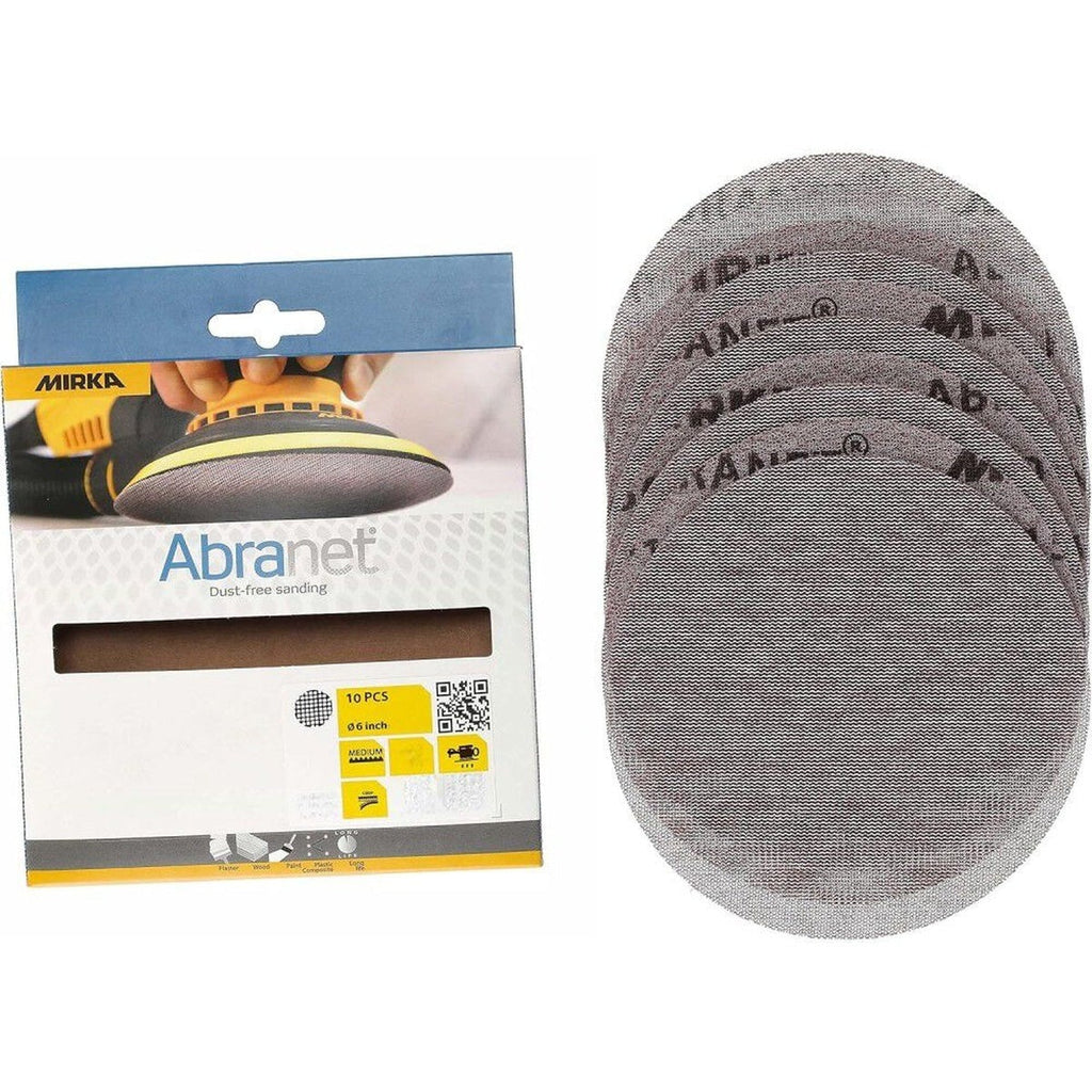Mirka Abranet 5-in. 150 Grit Mesh Sanding Disc Hook and Loop 10-Pack (9A-232-150)