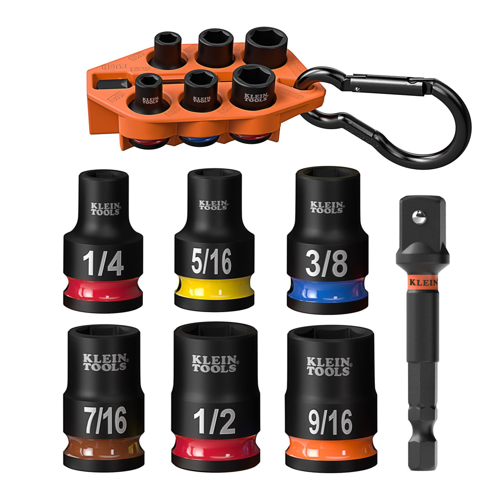 Klein 33808 Grab-And-Go Impact Socket Set, SAE, 7-Piece