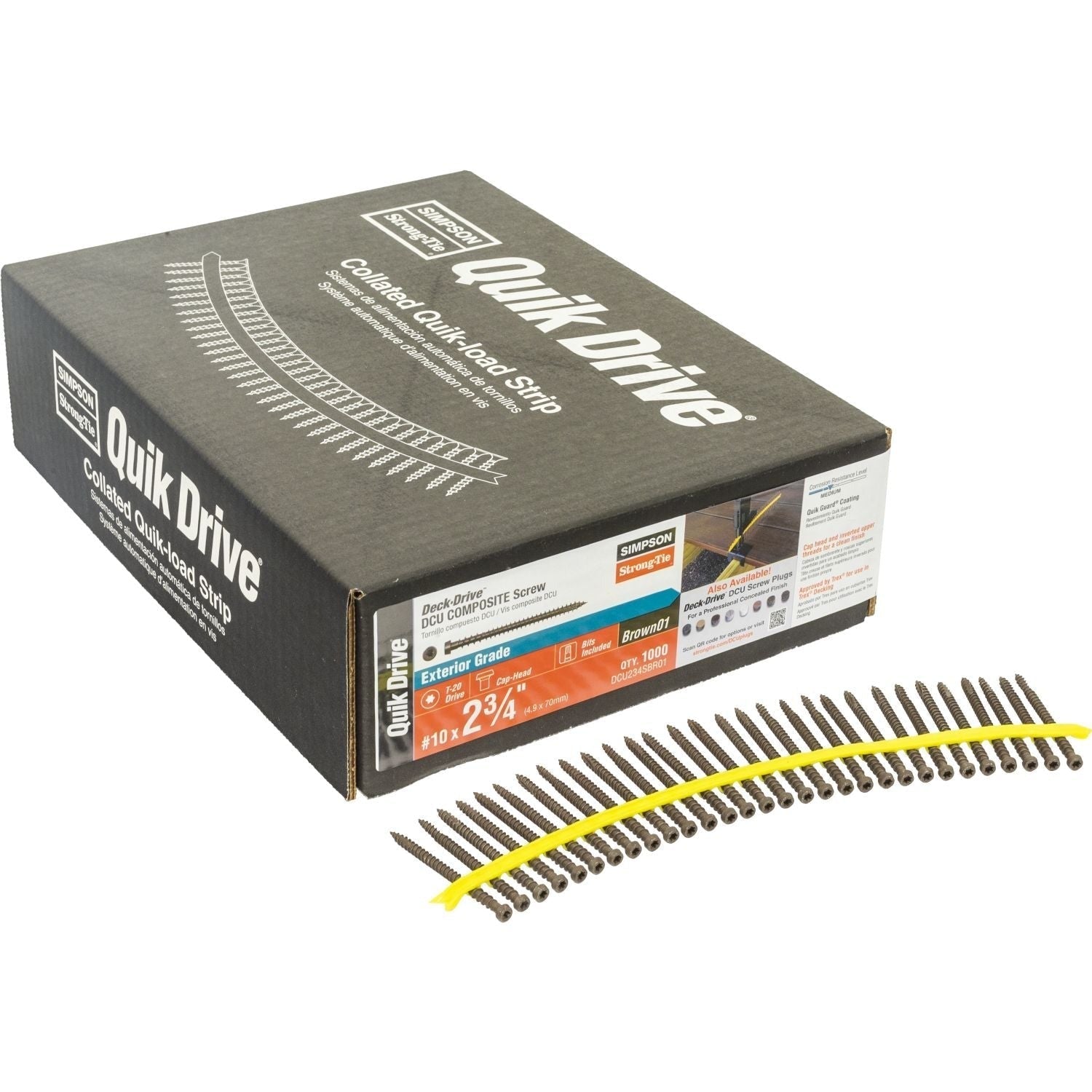 Simpson Strong-Tie Deck-Drive DCU COMPOSITE Collated Screw, #10 x 2-3/4-in. Quik Guard Brown 01, 1000-Pack (DCU234SBR01)