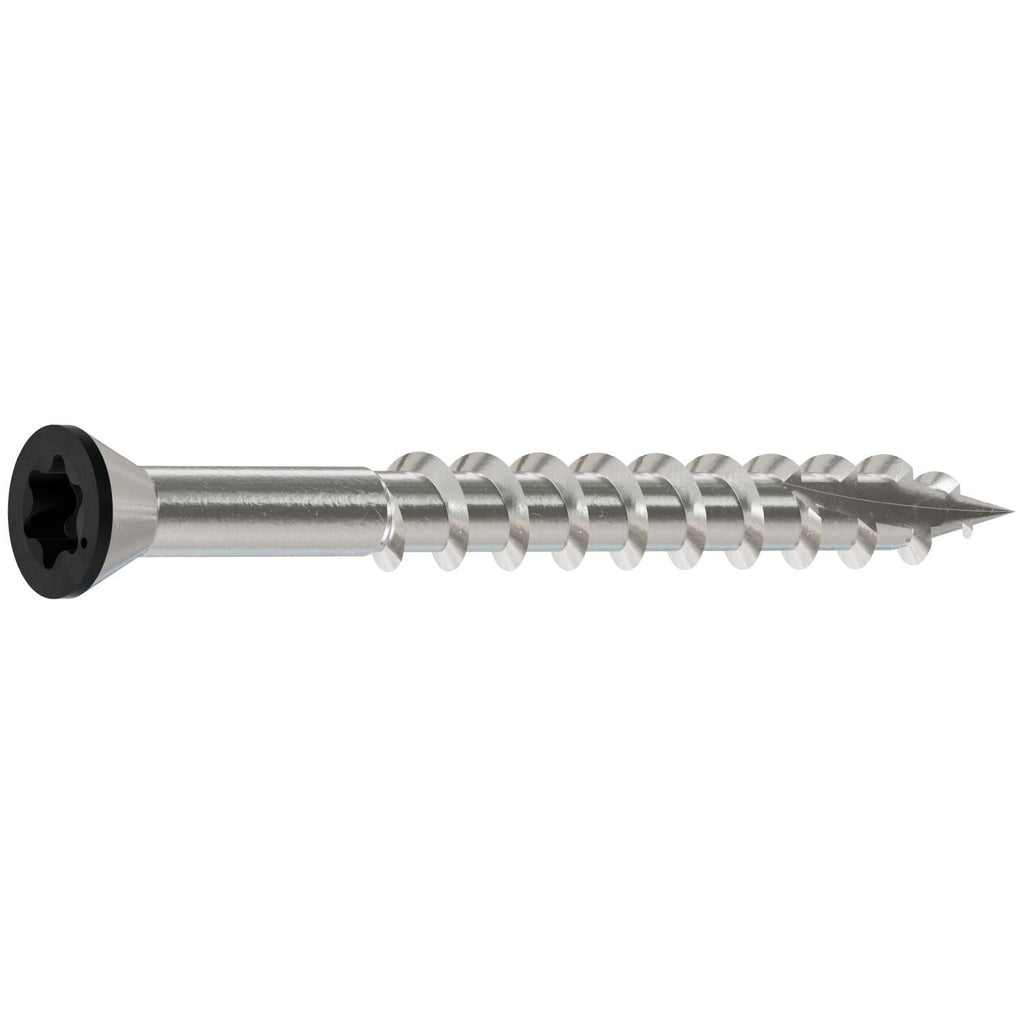 Simpson Strong-Tie T07162FT20BK Trim-Head Screw, 6-Lobe Drive, #7 x 1-5/8-in. T-15 Type 316, Black, 20-Pack